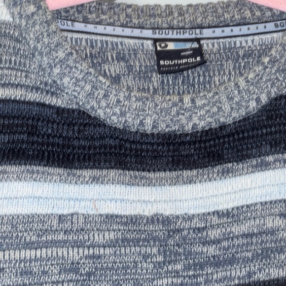 South Pole Men's Striped Crewneck Sweater in Black and Gray - Picture 5 of 15